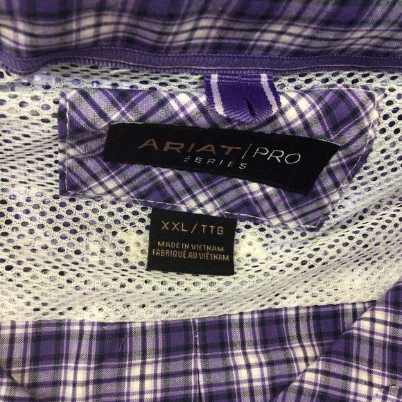 Ariat Mens Pro Team Blane Classic Long Sleeve Button Up Shirt Purple Size 2XL - Picture 4 of 5